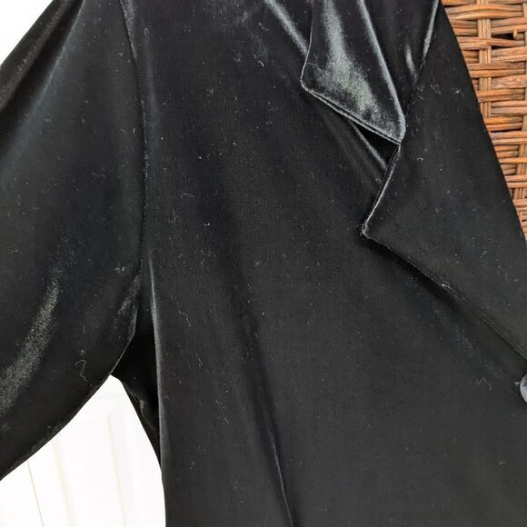 Vintage 1990's Deep Black Velour 3 Button Jacket - Picture 2 of 10